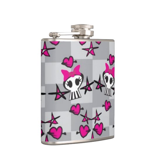 Emo Skulls Pattern Heupfles (Rechts)