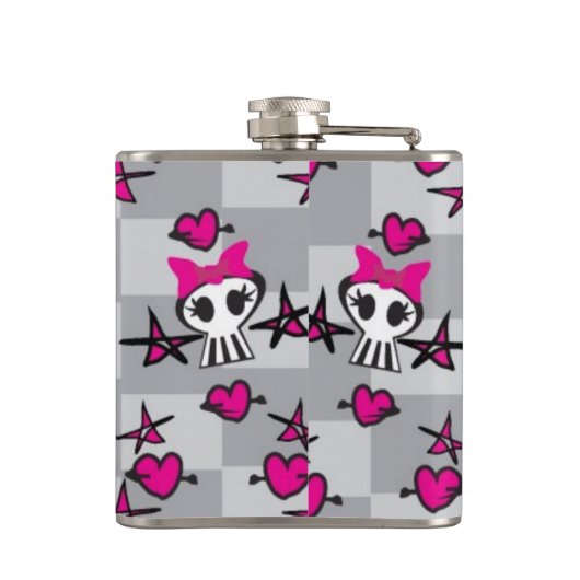 Emo Skulls Pattern Heupfles (Achterkant)