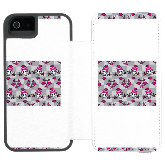 Emo Skulls Pattern Incipio iPhone Portemonnee Hoesje (Agenda Open)