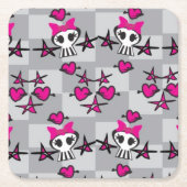 Emo Skulls Pattern Kartonnen Onderzetters (Voorkant)