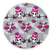 Emo Skulls Pattern Keramische Knop (Voorkant)