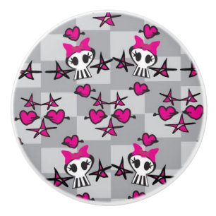 Emo Skulls Pattern Keramische Knop