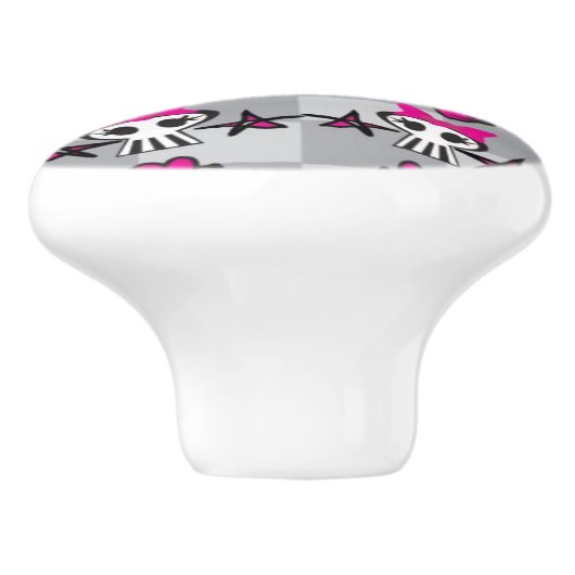 Emo Skulls Pattern Keramische Knop (Zijkant)