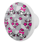 Emo Skulls Pattern Keramische Knop (Rechts)
