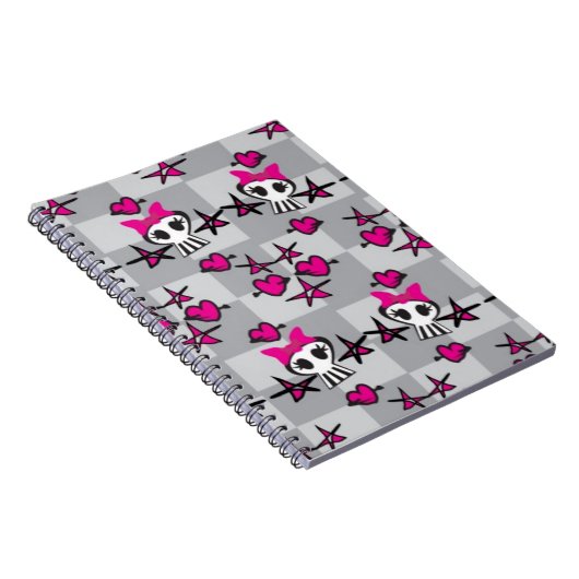 Emo Skulls Pattern Notitieboek (Rechterzijde)