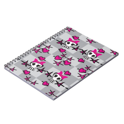 Emo Skulls Pattern Notitieboek (Linkerzijde)