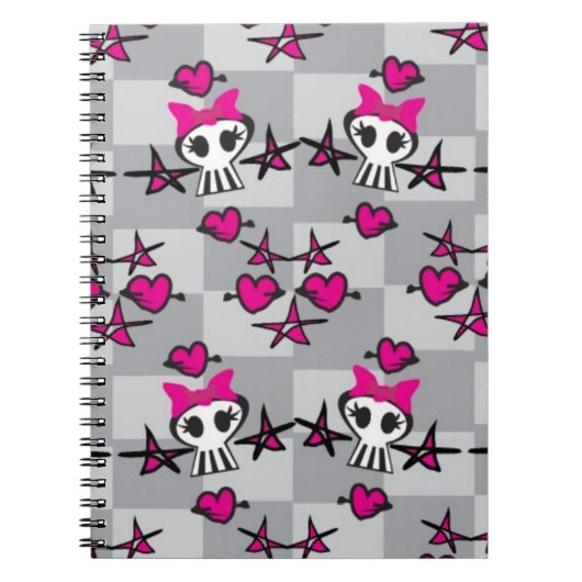 Emo Skulls Pattern Notitieboek (Voorkant)