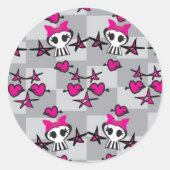 Emo Skulls Pattern Ronde Sticker (Voorkant)