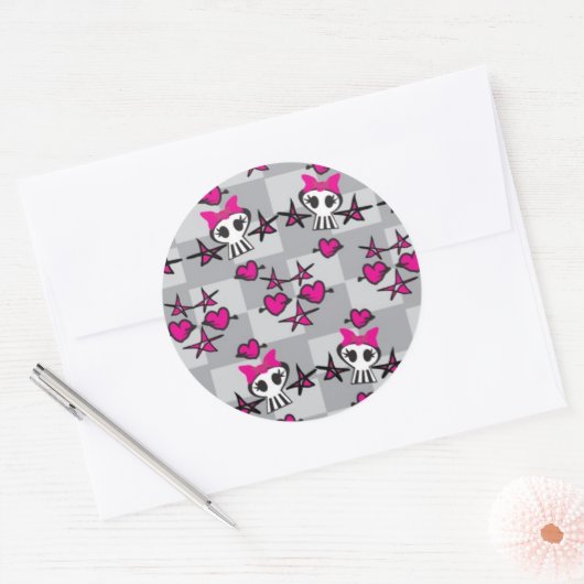 Emo Skulls Pattern Ronde Sticker (Envelop)