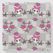 Emo Skulls Pattern Stenen Onderzetter (Voorkant)