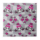 Emo Skulls Pattern Tegeltje (Voorkant)