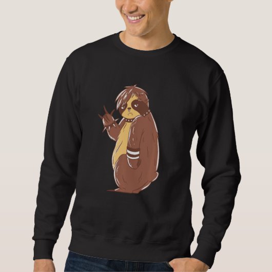 Emo Sloth Grappige Rock en Roll Trui (Voorkant)
