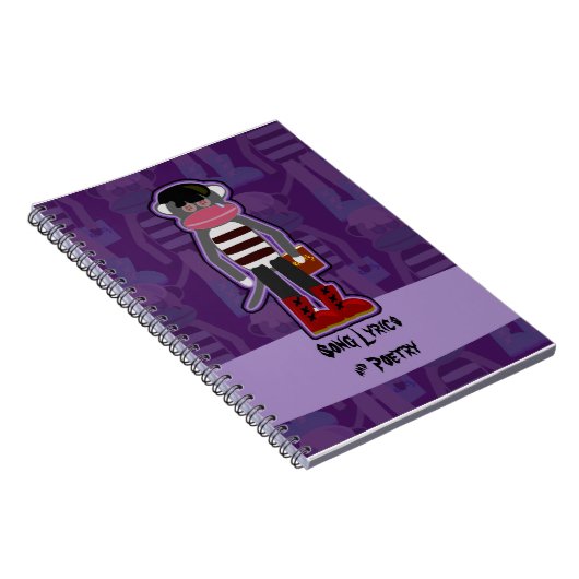 Emo Sock Monkey Cartoon Fun Art Design Notitieboek (Rechterzijde)