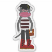 Emo Sock Monkey Funny Mopey Cartoon Art Sticker (Voorkant)