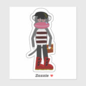 Emo Sock Monkey Funny Mopey Cartoon Art Sticker (Vel)