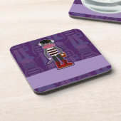 Emo Sock Monkey Paarse Cartoon Art Design Bier Onderzetter (Linkerzijde)