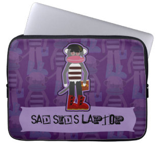 Emo Sock Monkey Paarse Funny Cartoon Art Laptop Sleeve