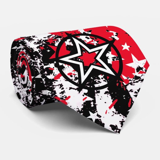 Emo Star Splatter Stropdas (Opgerold)