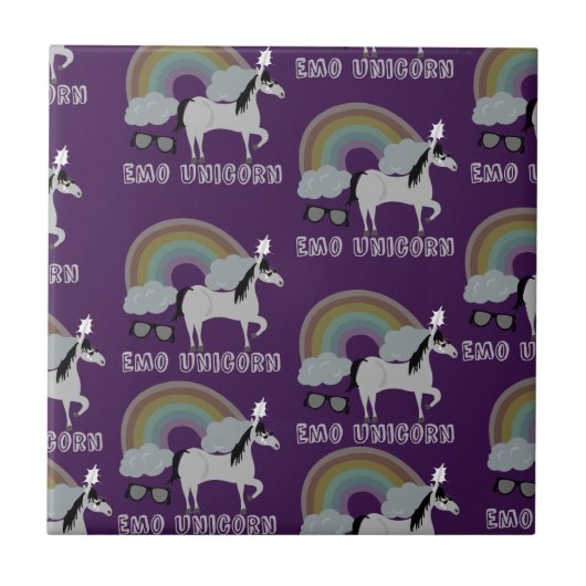 Emo Unicorn Pattern Tegeltje (Voorkant)