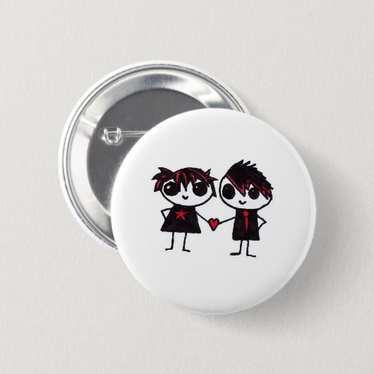 Emo verliefd ronde button 5,7 cm (Voorkant /achterkant)