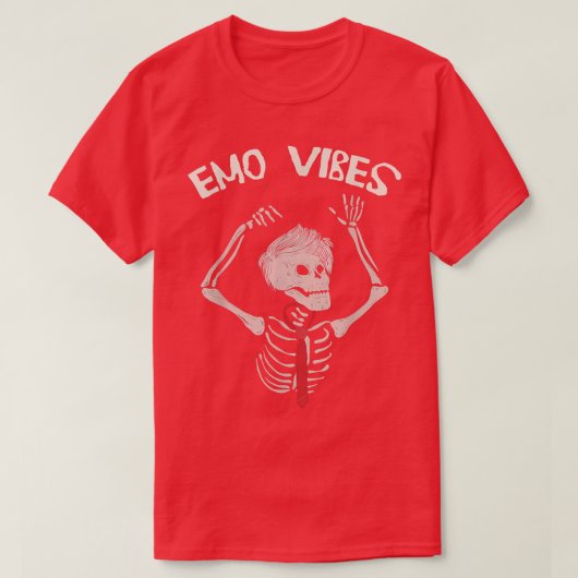 Emo vibes, funny goth skeleton red tie for elder g t-shirt (Design voorkant)