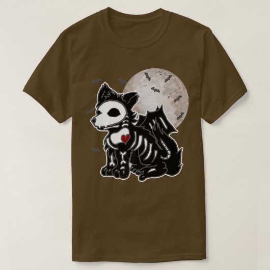 Emo Wolf Skeleton Full Moon Anime Gothic Aesthetis T-shirt (Design voorkant)