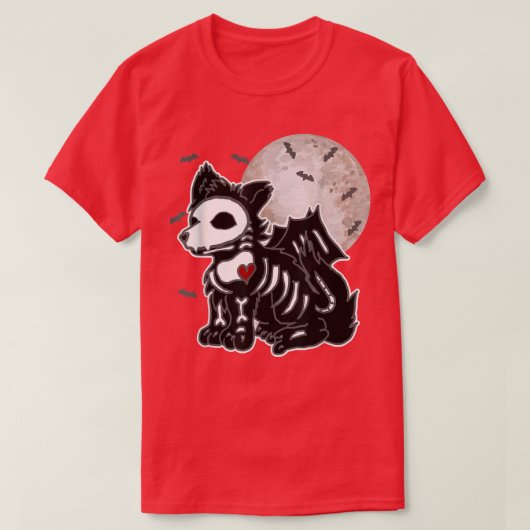 Emo Wolf Skeleton Full Moon Anime Gothic Aesthetis T-shirt (Design voorkant)