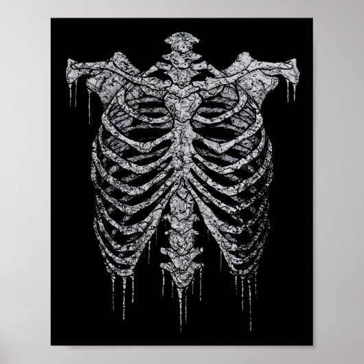 Emo Y2k Grunge Esthetische Rib Cage Gothic Hallowe Poster (Voorkant)