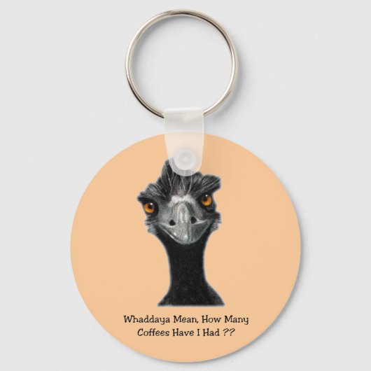 Emoe: Grappig, Humor: Te veel koffie: Kunst Sleutelhanger (Voorkant)