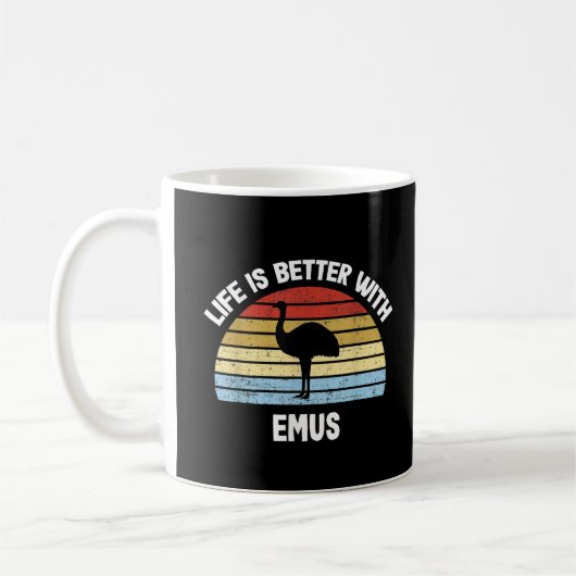 Emoe met Duitse tekst Het leven is beter Koffiemok (Links)