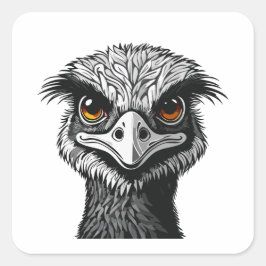 Emoe vogel hoofd vierkante sticker
