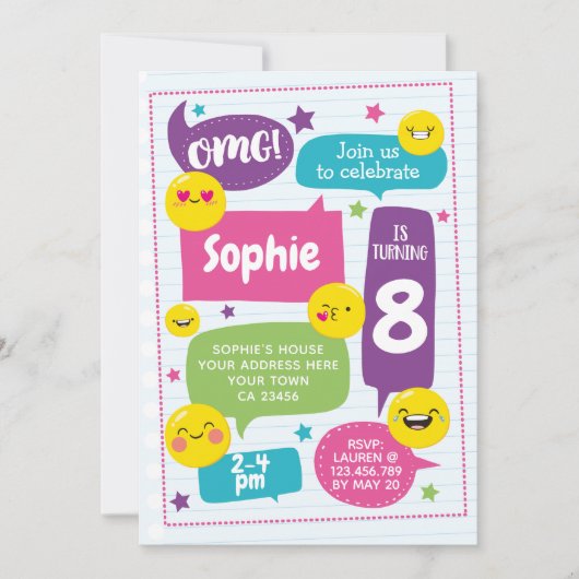 Emoij Birthday Uitnodiging (Voorkant)