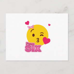 Emoji 6e verjaardag Kinder voor meisjes Funny Part Uitnodiging Briefkaart