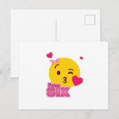 Emoji 6e verjaardag Kinder voor meisjes Funny Part Uitnodiging Briefkaart (Voorkant / Achterkant)