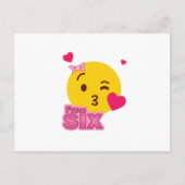 Emoji 6e verjaardag Kinder voor meisjes Funny Part Uitnodiging Briefkaart (Voorkant)