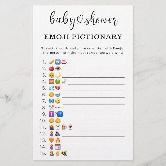 Emoji afbeelding game baby shower (Voorkant)
