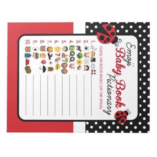 Emoji Baby Boek Ladybug Baby shower Game Pack Notitieblok (Voorkant)