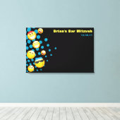 EMOJI Bat of Bar Mitzvah Sign-In Board HAPPY Canvas Afdruk (Insitu (Houten vloer))