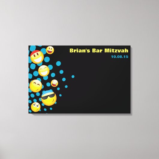 EMOJI Bat of Bar Mitzvah Sign-In Board HAPPY Canvas Afdruk (Voorkant)