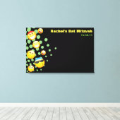 EMOJI Bat of Bar Mitzvah Sign-In Board HAPPY Canvas Afdruk (Insitu (Houten vloer))