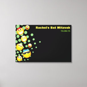 EMOJI Bat of Bar Mitzvah Sign-In Board HAPPY Canvas Afdruk