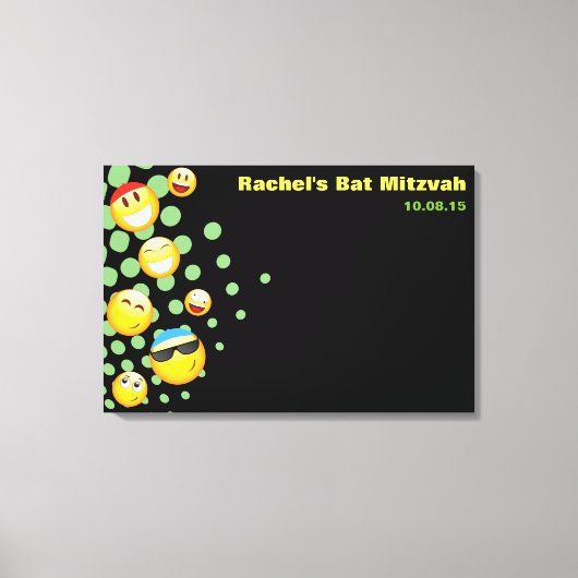 EMOJI Bat of Bar Mitzvah Sign-In Board HAPPY Canvas Afdruk (Voorkant)