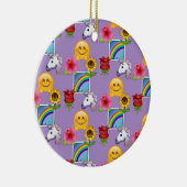 Emoji Beauty Paars Pattern Keramisch Ornament (Rechts)
