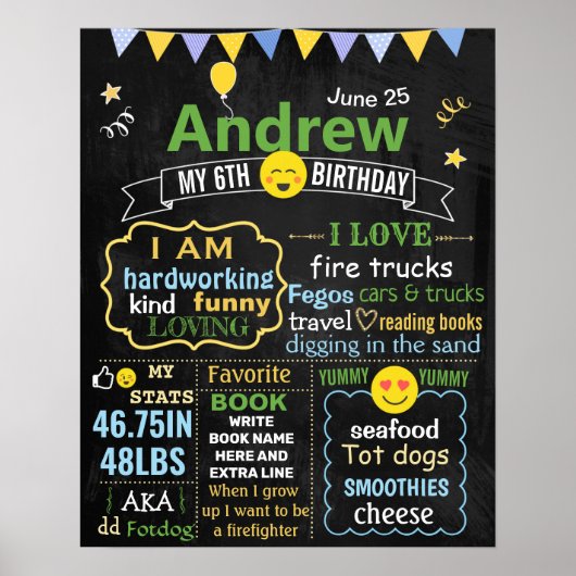 Emoji Birthday-bordbord Poster (Voorkant)