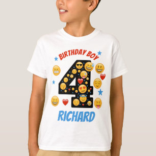 Emoji Birthday Boy Vierde glimlach T-shirt