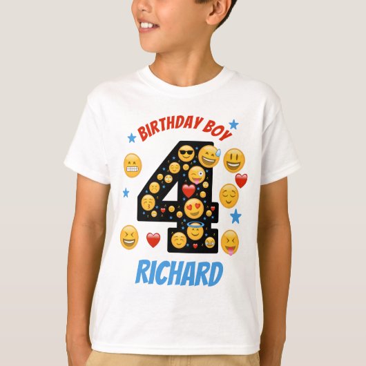 Emoji Birthday Boy Vierde glimlach T-shirt (Voorkant)
