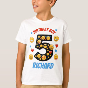 Emoji Birthday Boy Vijfde glimlach gezicht T-shirt