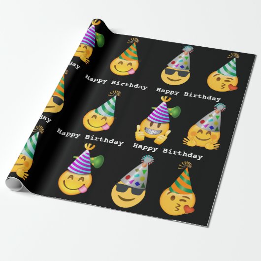 Emoji Birthday Cadeaupapier (Uitgerold)