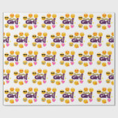 Emoji Birthday Girl Cadeaupapier (Vlak)