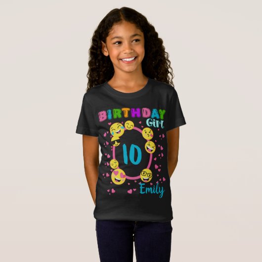 Emoji Birthday Girl Theme Party Matching Custom T-shirt (Voorkant volledig)